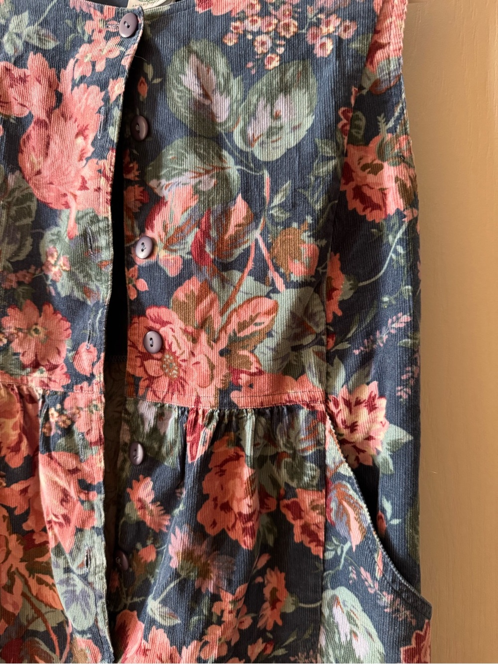 Vintage Laura Ashley jumpsuit floral corduroy blue floral size small - Picture 6 of 11